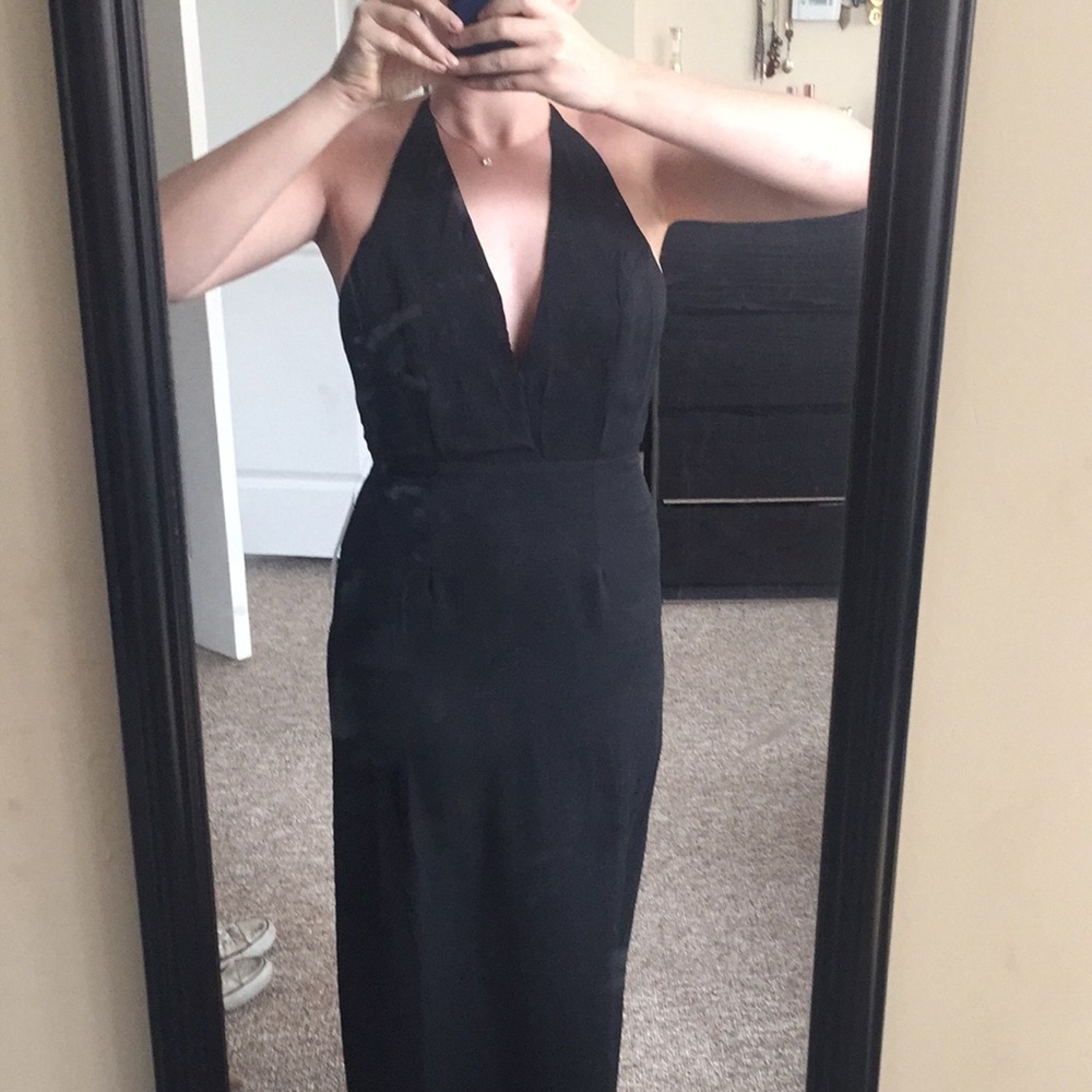 Formal dress with thigh-high slit & exposed back
